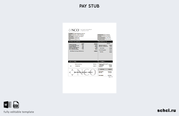 цифровая загрузка шаблона NCO PayStub